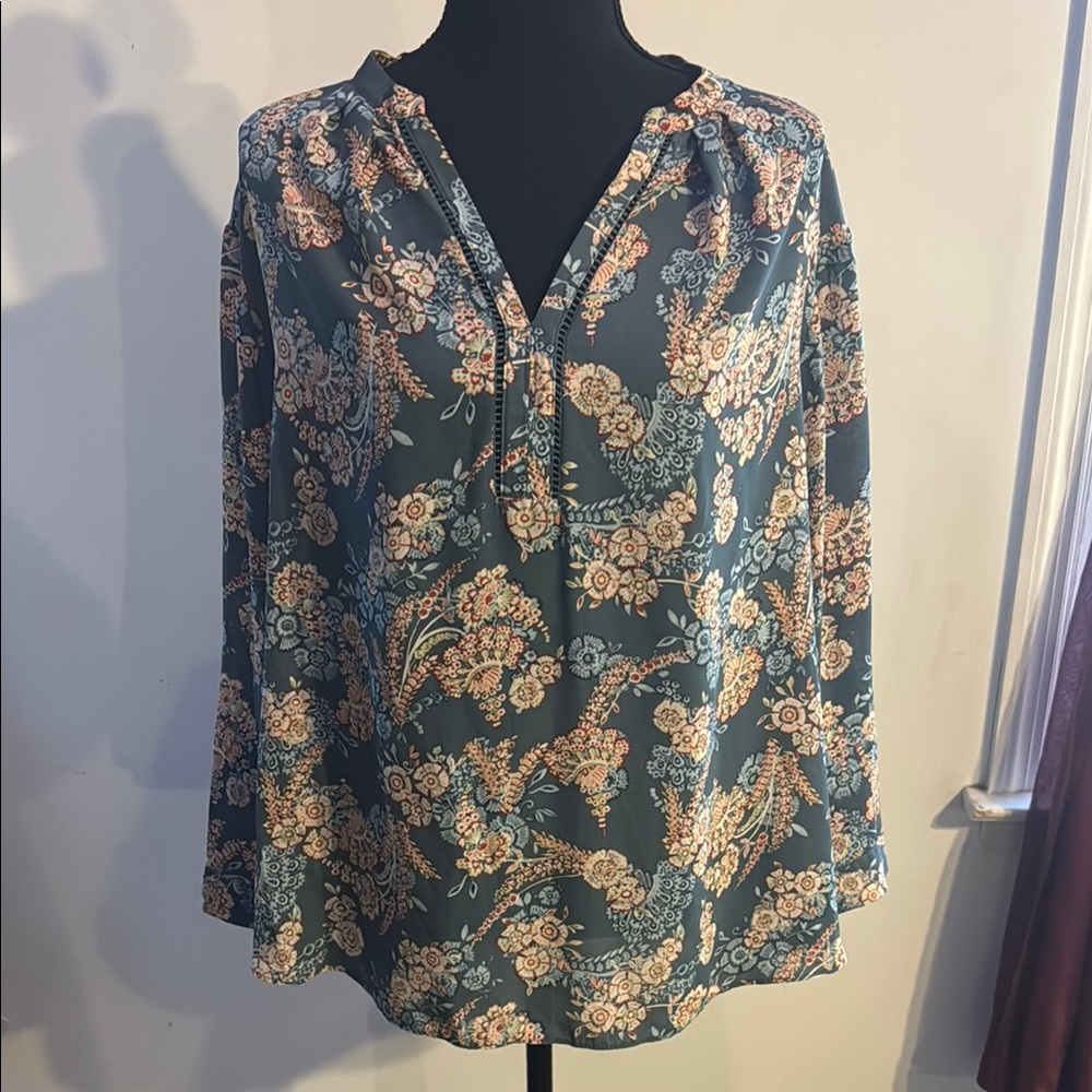 Floral Print Women's Top in Blue